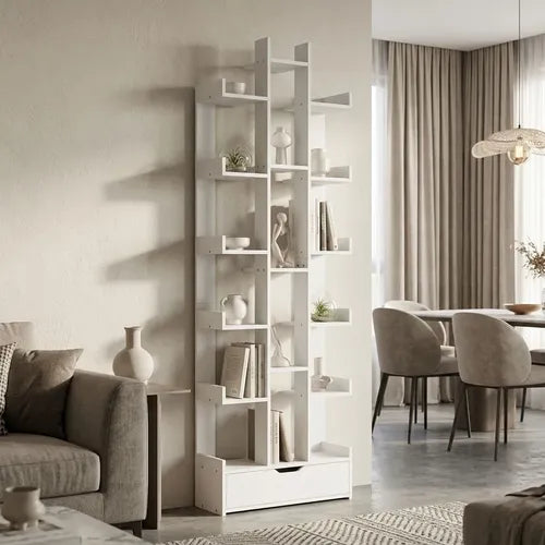 Estante Librero Norplat Madera - Estantería Niveles Y Cajón Blanco
