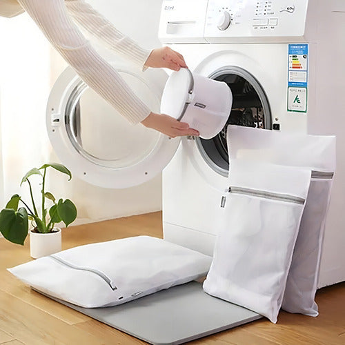 7 Mallas Bolsa Para Lavar Ropa Delicada Lavadora - Norplat Blanco