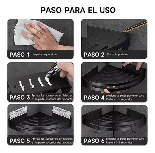 3 Organizador Para Ducha Esquinero Baño Repisa - Norplat Negro