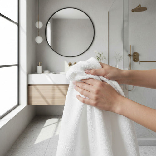 4 Toallas Mano Algodon Peluqueria Hotel Spa 35x75cm Norplat Blanco Lisa