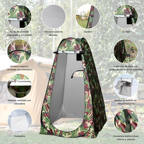 Norplat Carpa Vestidor Portatil Camping Ventana Ducha Baño Verde Camuflado