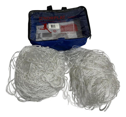 2 Mallas Futbol 7 Red Arco Futbolito 5.5x2.1mt Norplat Blanco