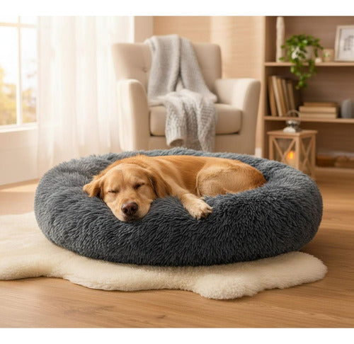 Cama Mascotas Perros Grandes Antiestres 90cm Talla Xxl - Wuf Gris Oscuro