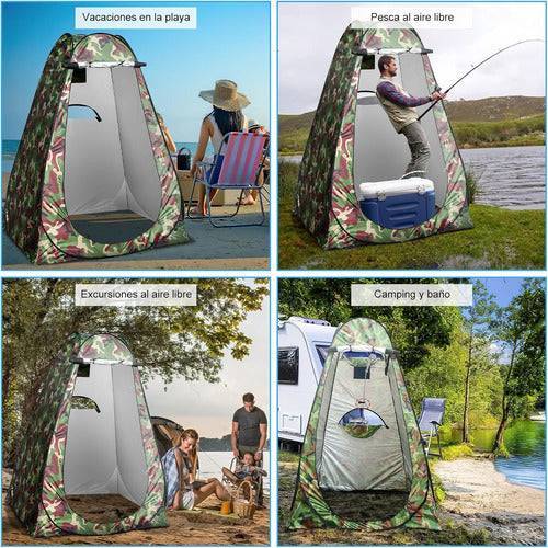 Norplat Carpa Vestidor Portatil Camping Ventana Ducha Baño Verde Camuflado