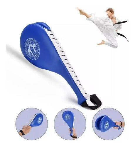 Paleta Doble Para Entrenamientos Golpes Taekwondo - Norplat Azul Mundo