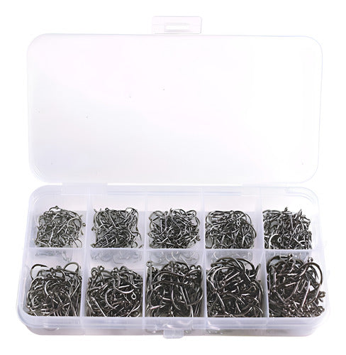 500 Anzuelos Pesca Tamaños Mixtos Acero Al Carbono - Norplat Plateado