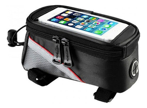 Alforja Bolso Delantero Bicicleta Porta Celular Gps Norplat Negro Y Gris