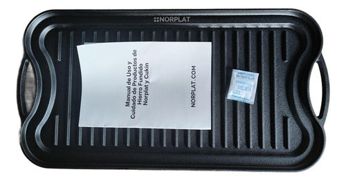 Plancha Hierro Fundido Churrasquera 2 En 1 50x25cm - Norplat Negro