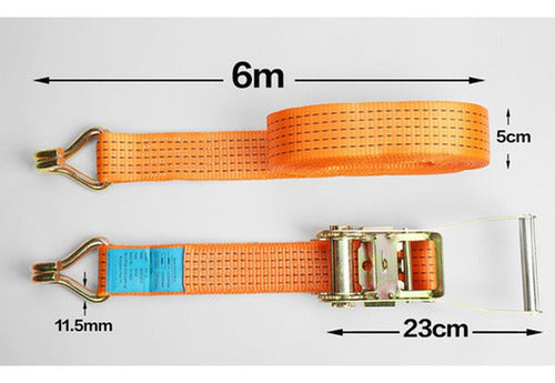Eslingas Linga Amarre 50mm 6m Slinga 5000kg Rachet - Norplat Naranja