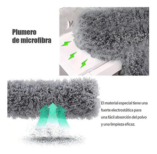 Plumero 2.5m Retractil Microfibra Limpiador Polvo - Norplat Gris