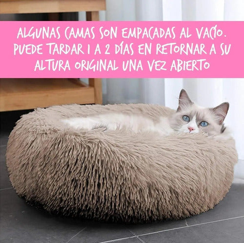 Cama Mascotas Antiestrés Peluda Perros Gatos 50 Cm - Norplat Gris Oscuro