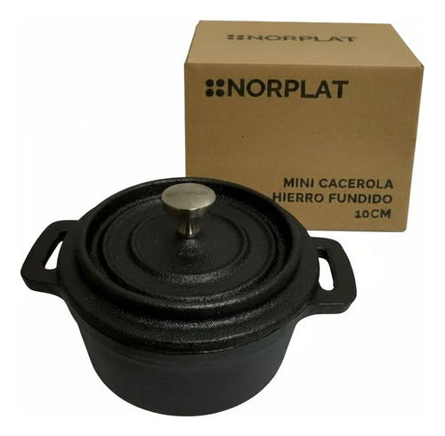 Mini Olla Cacerola Hierro Fierro Fundido Induccion - Norplat Negro