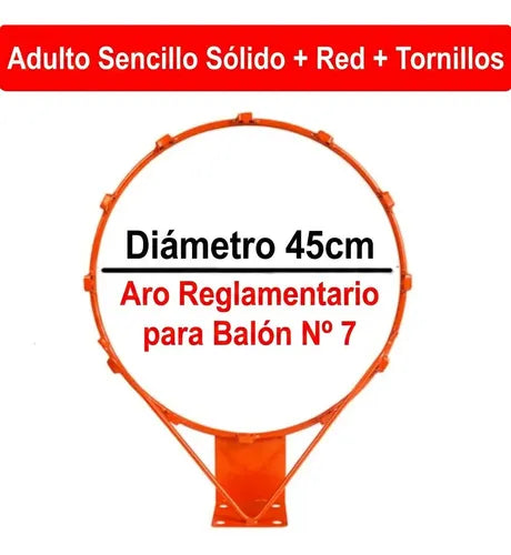 Aro De Basquet Reforzado Norplat Con Red Medida Profesional