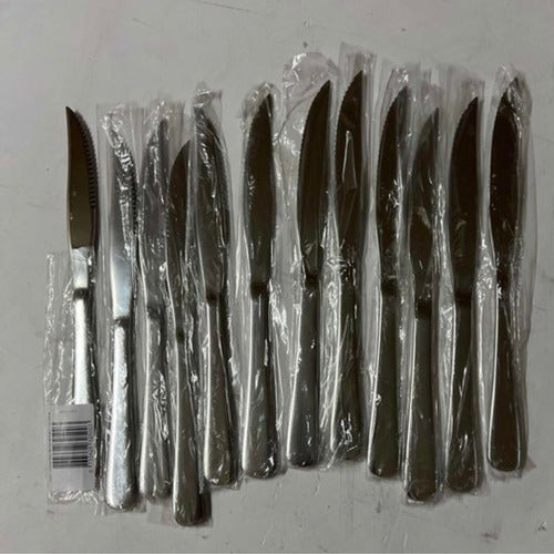 Pack 12 Cuchillos De Asado Acero Inoxidable 22cm - Cukin Plateado