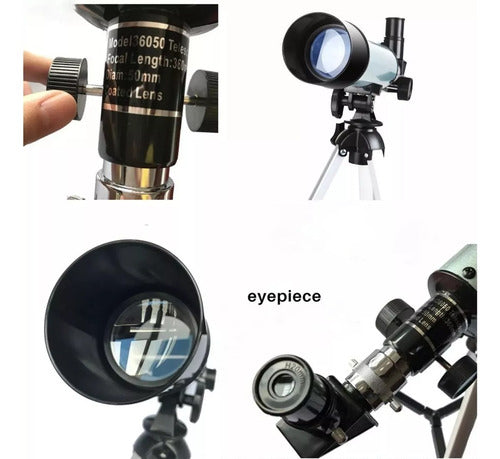 Telescopio Niños Astronómico Monocular 60x Zoom F36050 Plateado Y Negro