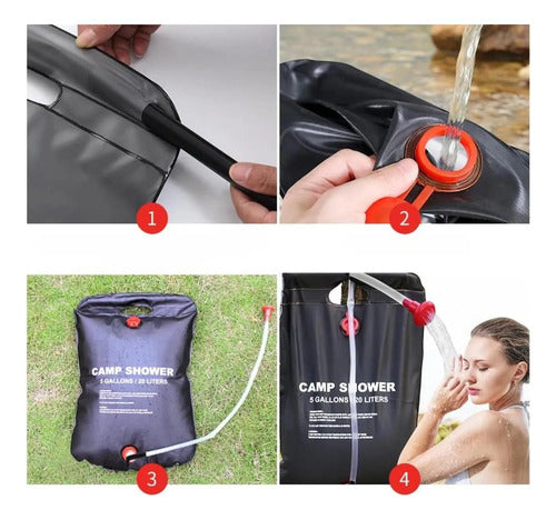 2 Ducha Portatil Recargable Norplat - Ducha Solar Baño 20lts Negro