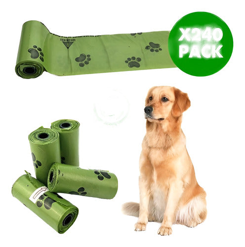 240 Bolsas Biodegradable 16 Rollos Ecologicas Fecas Perro Amarillo