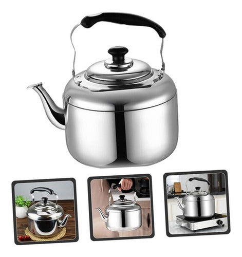 Tetera De Acero Inoxidable Cuello Cisne 5 Litros - Norplat Plateado