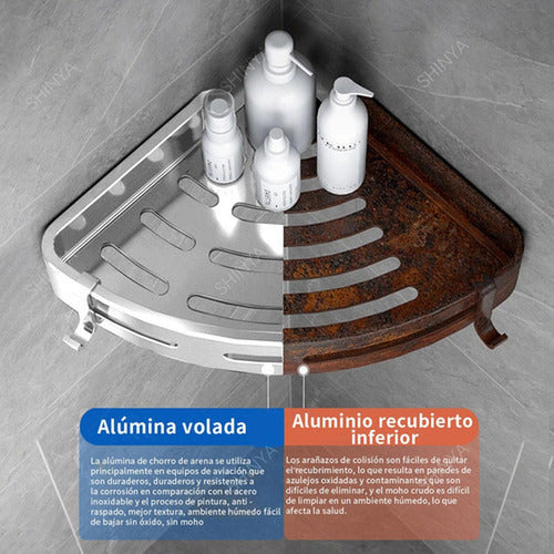 Repisas Esquineras Organizador Baño 2 Pisos Aluminio Norplat Plateado