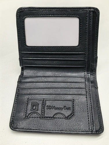 Billetera De Cuero Hombre Anti Rfid Anti Clonacion - Norplat Negro Liso