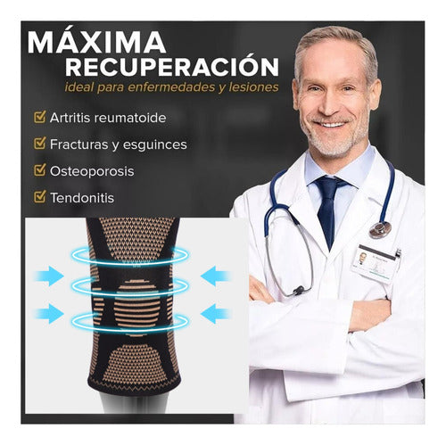 Rodillera Deportiva Ortopédica Soporte Compresion Cobre Par Extra Large