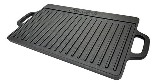 Plancha Churrasquera Norplat Hierro Fundido 2en1 45x22x1.5cm Negro