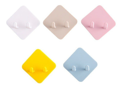 Pack De 5 Ganchos Dobles Auto Adhesivos Ideal Cocina Baño