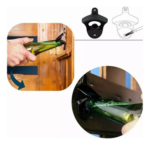 10 Destapador Abridor Botellas Cerveza Montaje Pared Norplat Negro