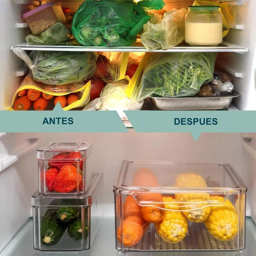 Organizador Refrigerador Set 7 Contenedores Con Tapa - Cukin Transparente