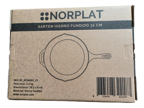 Sarten Fierro Hierro Fundido 31 Cm 3.2 Litros - Cukin Negro