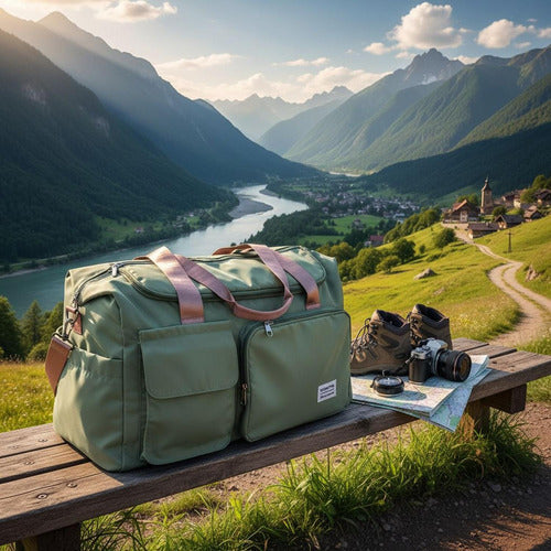 Bolso De Viaje Gran Capacidad Para Hombres Mujeres - Norplat Verde Lisa