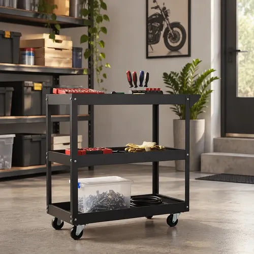 Carro Organizador Porta Herramienta 3 Nivel Metálico Norplat Negro
