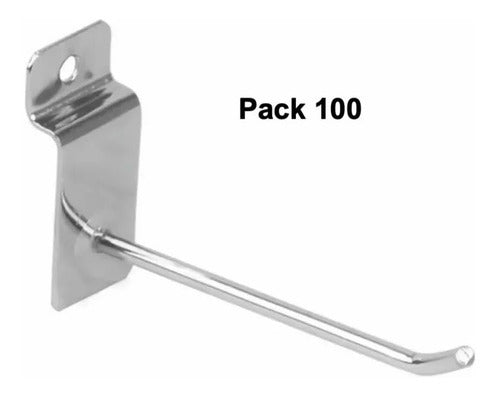Pack 100 Ganchos Gancheras Panel Ranurado 15cm 4mm Exhibidor