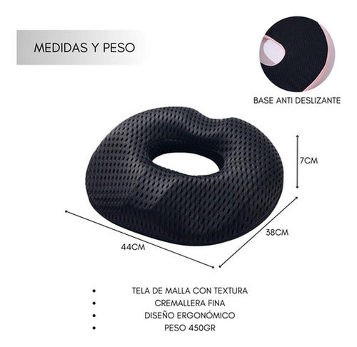 Cojin Antiescaras Picaron Ortopedico Lavable Funda - Norplat Negro