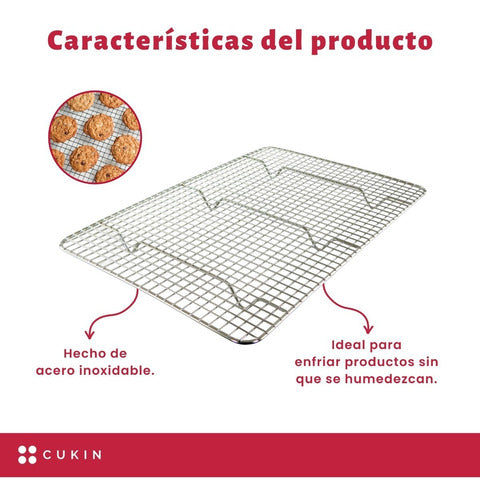 Rejilla De Enfriamiento Para Panes - 38 X 25 Cm - Cukin Plateado