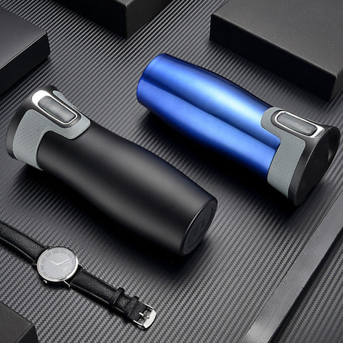 Vaso Mug Cukin Vaso Térmico 420 Ml - Autosellante Y Bloqueo Plateado Liso