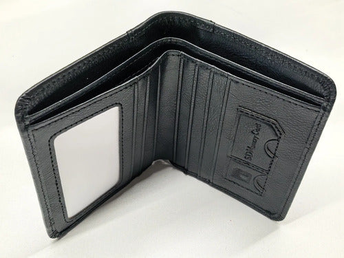 Billetera De Cuero Hombre Anti Rfid Anti Clonacion - Norplat Negro Liso