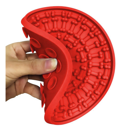 Licking Mat De Huesos Comedero Lento Reduce Ansiedad - Wuf Rojo