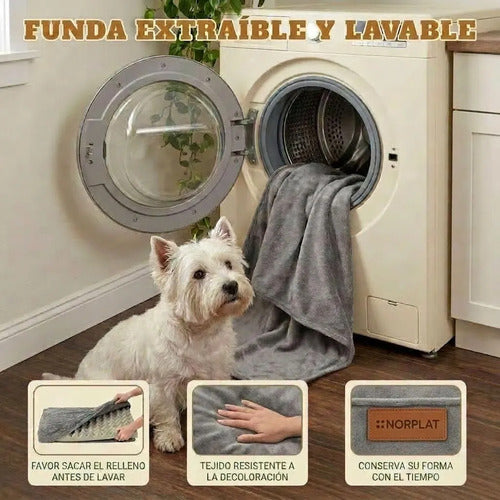 Cama Colchon Ortopedico Norplat 110cm Xxl Perro Antiestres  Gris Claro Ortopédico