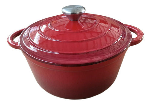 Olla De Hierro Fundido Esmaltada 24 Cm 3.5 Lts - Norplat Rojo