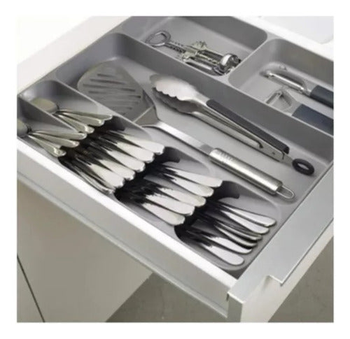Organizador Premium De Cubiertos Y Utensilios Grande - Cukin Gris