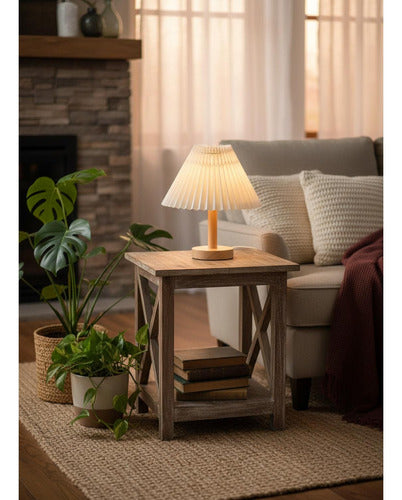 Lampara De Velador Usb Norplat - Mesa Dormitorio Escritorio Marrón Claro Beige