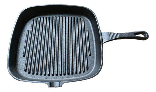 Sartén Bifera Churrasquera Grill Hierro Fundido 24cm Norplat Negro