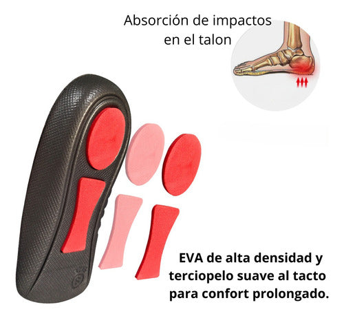 Par Talonera Fascitis Plantar Deporte Casual 2.3cm Altura Rojo S