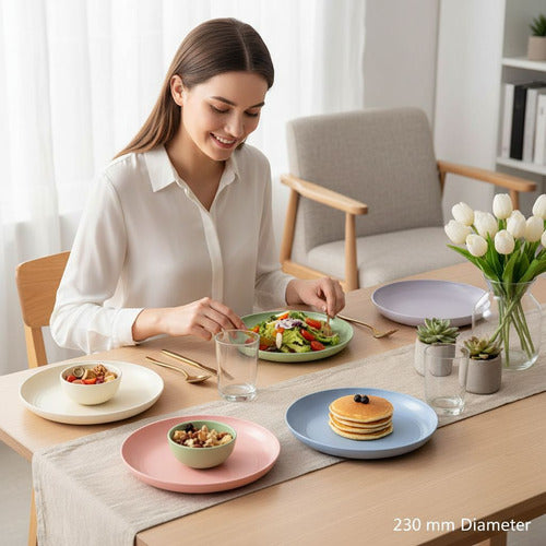 15 Platos Plásticos Reutilizable Colores 22cm - Norplat Multicolor Lisa