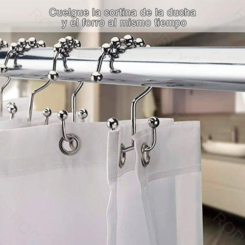 12 Ganchos Cortinas Baño Ducha Metálicos Deslizantes Norplat Plateado