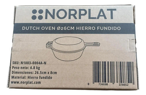 Cacerola + Sartén Norplat De Hierro Fundido Dutch Oven Ø26cm Negro