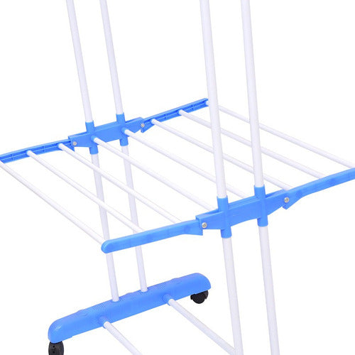 Tendedero Organizador Colgador Ropa Plegable 3 Niveles Rueda Blanco