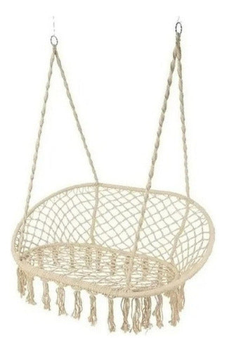 Silla Hamaca 2 Plazas Colgante Artesanal De Macrame Norplat Macramé Beige Claro