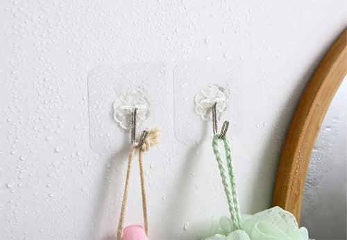 Pack 10 Unidades Gancho Para Pared / Metálico Con Adhesivo Agua